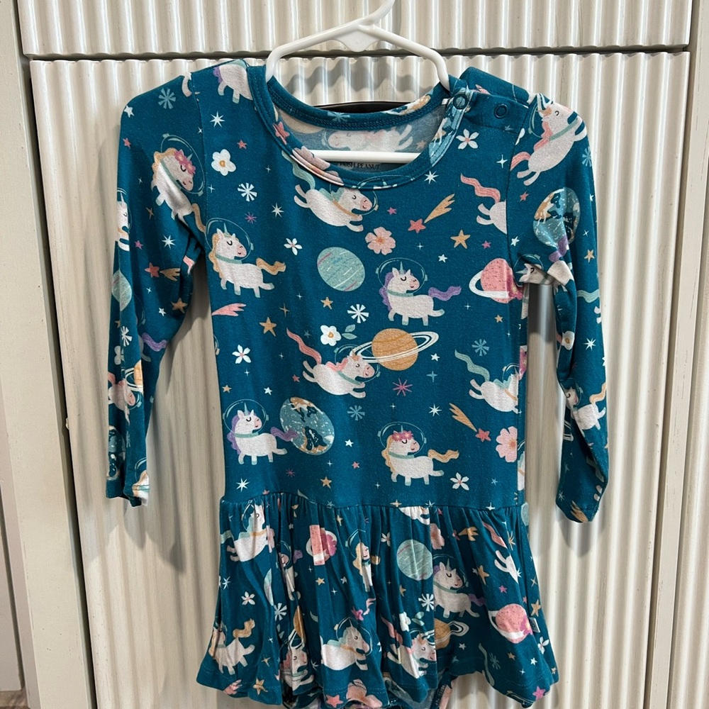 Posh Peanut Teal Unicorn Bamboo Dress